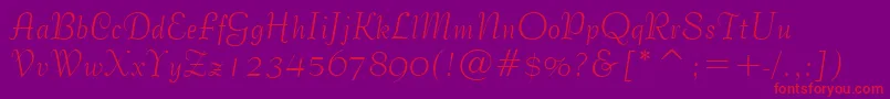 フォントBernhardTangoBt – 紫の背景に赤い文字