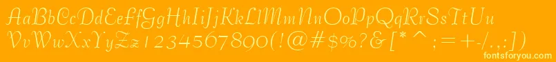 Fonte BernhardTangoBt – fontes amarelas em um fundo laranja