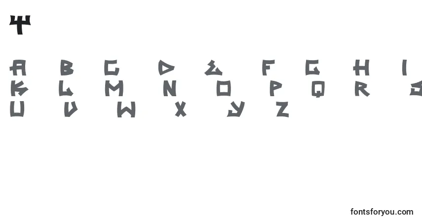 Czcionka Trasher2 – alfabet, cyfry, specjalne znaki