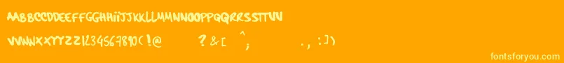 Fonte HardcorePenRegular – fontes amarelas em um fundo laranja