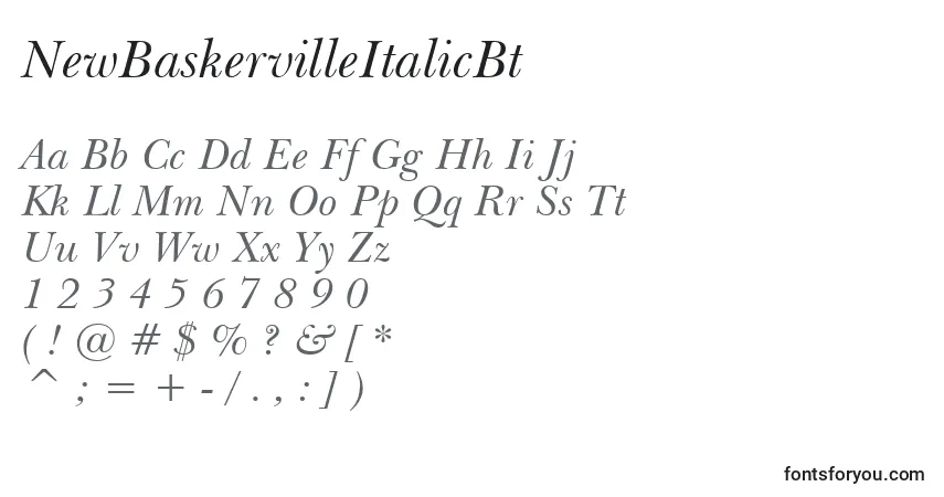 A fonte NewBaskervilleItalicBt – alfabeto, números, caracteres especiais