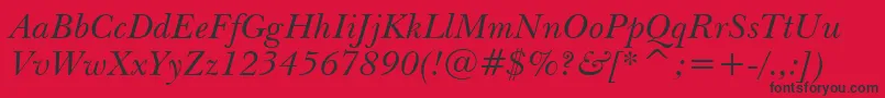 フォントNewBaskervilleItalicBt – 赤い背景に黒い文字