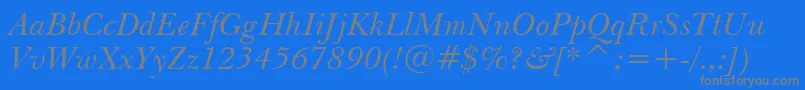 NewBaskervilleItalicBt Font – Gray Fonts on Blue Background