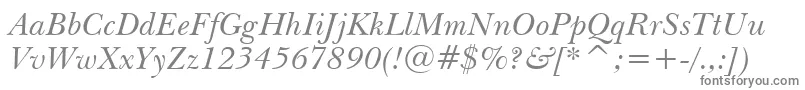 NewBaskervilleItalicBt Font – Gray Fonts on White Background