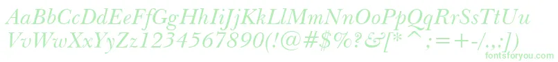 NewBaskervilleItalicBt Font – Green Fonts on White Background