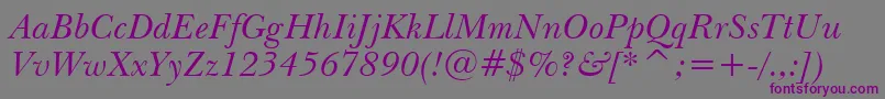 NewBaskervilleItalicBt Font – Purple Fonts on Gray Background