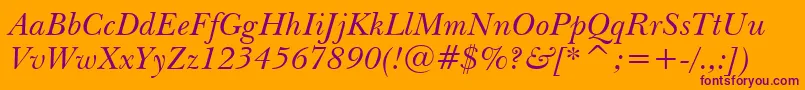 NewBaskervilleItalicBt Font – Purple Fonts on Orange Background