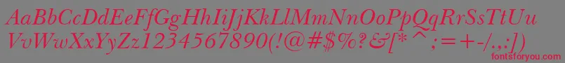 NewBaskervilleItalicBt-Schriftart – Rote Schriften auf grauem Hintergrund