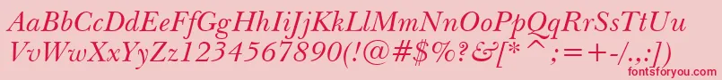 NewBaskervilleItalicBt-Schriftart – Rote Schriften auf rosa Hintergrund