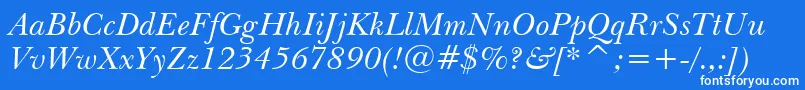 NewBaskervilleItalicBt Font – White Fonts on Blue Background