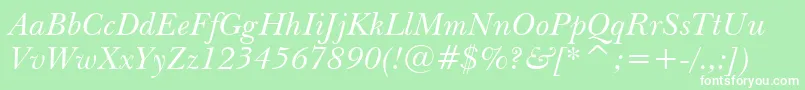 NewBaskervilleItalicBt Font – White Fonts on Green Background