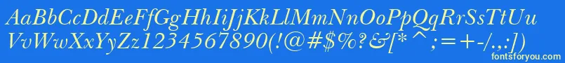 NewBaskervilleItalicBt Font – Yellow Fonts on Blue Background
