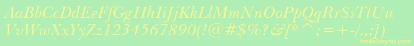 NewBaskervilleItalicBt Font – Yellow Fonts on Green Background