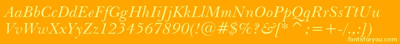 NewBaskervilleItalicBt Font – Yellow Fonts on Orange Background