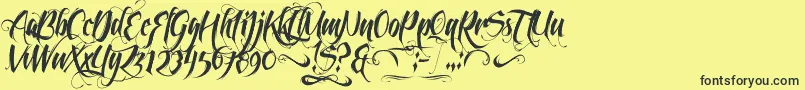 Czcionka Feathergraphy2 – czarne czcionki na żółtym tle