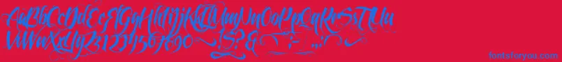 Police Feathergraphy2 – polices bleues sur fond rouge