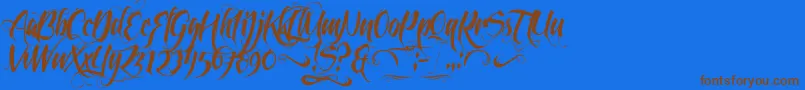 Feathergraphy2-fontti – ruskeat fontit sinisellä taustalla