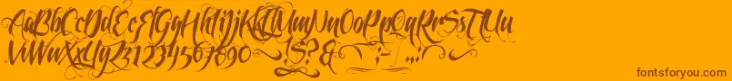 Czcionka Feathergraphy2 – brązowe czcionki na pomarańczowym tle