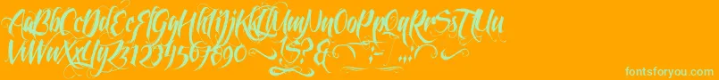 Feathergraphy2 Font – Green Fonts on Orange Background