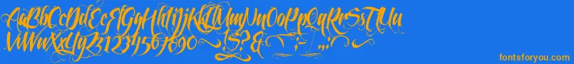 Czcionka Feathergraphy2 – pomarańczowe czcionki na niebieskim tle