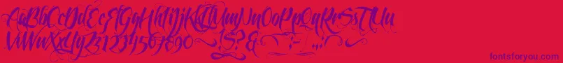 Feathergraphy2-Schriftart – Violette Schriften auf rotem Hintergrund