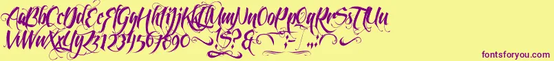 Feathergraphy2 Font – Purple Fonts on Yellow Background