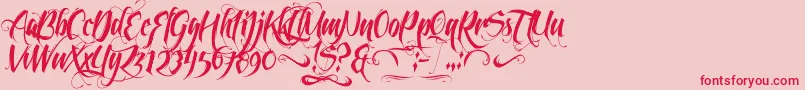 Czcionka Feathergraphy2 – czerwone czcionki na różowym tle