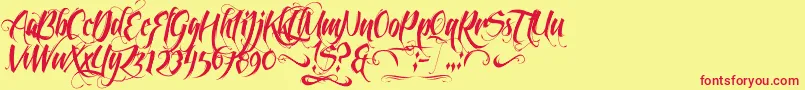 Czcionka Feathergraphy2 – czerwone czcionki na żółtym tle
