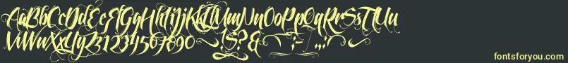 Feathergraphy2-Schriftart – Gelbe Schriften auf schwarzem Hintergrund