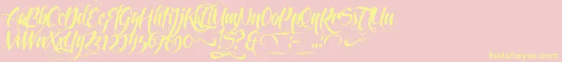 Feathergraphy2-Schriftart – Gelbe Schriften auf rosa Hintergrund