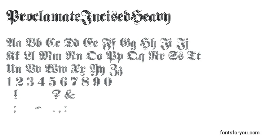 Czcionka ProclamateIncisedHeavy – alfabet, cyfry, specjalne znaki