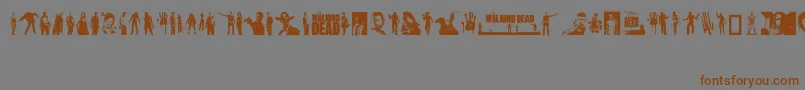 フォントTheWalkingDead – 茶色の文字が灰色の背景にあります。