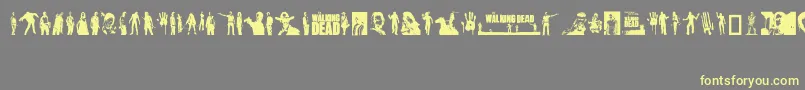 TheWalkingDead-Schriftart – Gelbe Schriften auf grauem Hintergrund