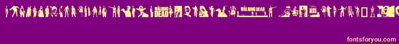TheWalkingDead-Schriftart – Gelbe Schriften auf violettem Hintergrund
