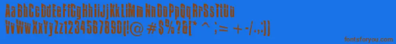 Impos+30-Schriftart – Braune Schriften auf blauem Hintergrund