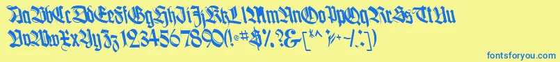 BoogieBold-Schriftart – Blaue Schriften auf gelbem Hintergrund