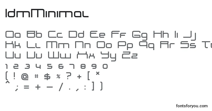 Czcionka IdmMinimal – alfabet, cyfry, specjalne znaki