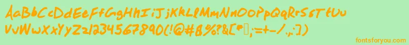 Woahthatsbold-Schriftart – Orangefarbene Schriften auf grünem Hintergrund
