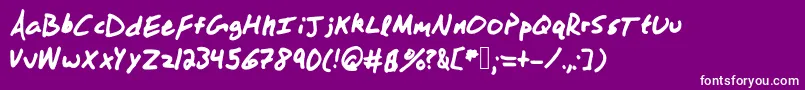 Woahthatsbold-Schriftart – Weiße Schriften auf violettem Hintergrund