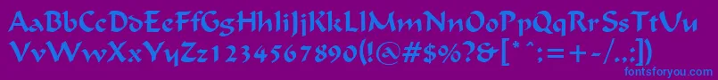 FlatBrushNormal-Schriftart – Blaue Schriften auf violettem Hintergrund