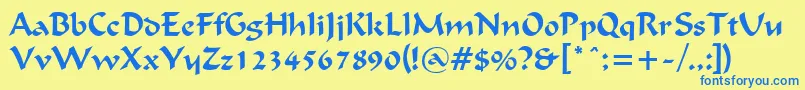 FlatBrushNormal Font – Blue Fonts on Yellow Background