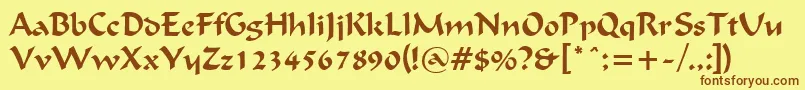 FlatBrushNormal Font – Brown Fonts on Yellow Background