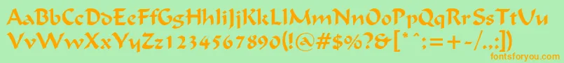 FlatBrushNormal Font – Orange Fonts on Green Background