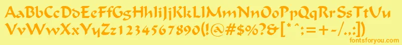 FlatBrushNormal Font – Orange Fonts on Yellow Background
