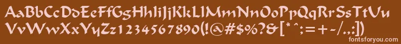 FlatBrushNormal-Schriftart – Rosa Schriften auf braunem Hintergrund