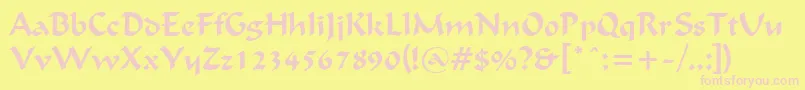 FlatBrushNormal Font – Pink Fonts on Yellow Background