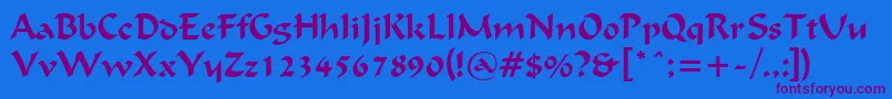 FlatBrushNormal-Schriftart – Violette Schriften auf blauem Hintergrund