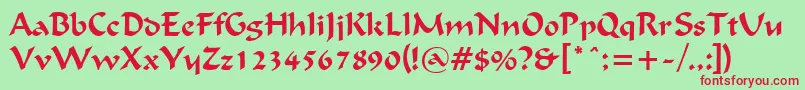 FlatBrushNormal Font – Red Fonts on Green Background