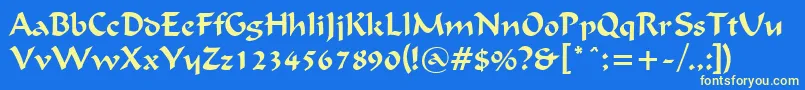 FlatBrushNormal Font – Yellow Fonts on Blue Background