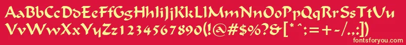 FlatBrushNormal Font – Yellow Fonts on Red Background